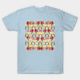 Pattern. Roses and Gold Horseshoes T-Shirt
